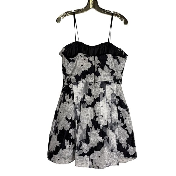 Betsy & Adam Strapless Black & White Floral Print Dress Size 12 Made In USA - Picture 5 of 16